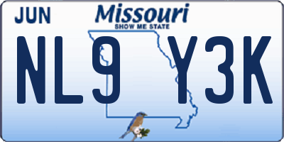 MO license plate NL9Y3K