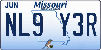 MO license plate NL9Y3R