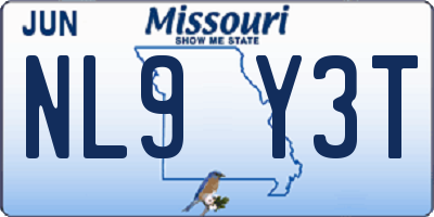 MO license plate NL9Y3T