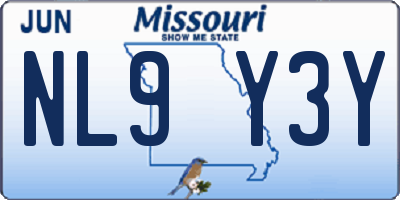 MO license plate NL9Y3Y