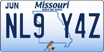 MO license plate NL9Y4Z