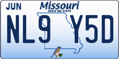 MO license plate NL9Y5D