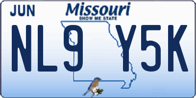 MO license plate NL9Y5K