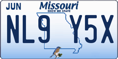 MO license plate NL9Y5X