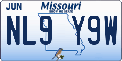 MO license plate NL9Y9W