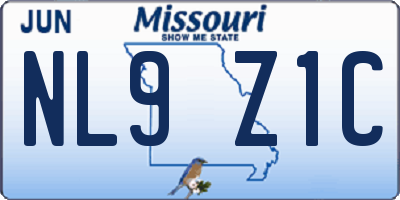 MO license plate NL9Z1C