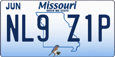 MO license plate NL9Z1P