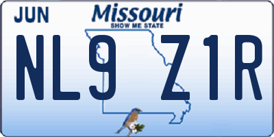 MO license plate NL9Z1R