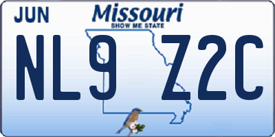 MO license plate NL9Z2C