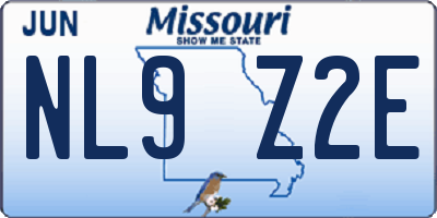 MO license plate NL9Z2E