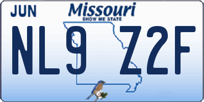 MO license plate NL9Z2F