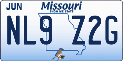 MO license plate NL9Z2G