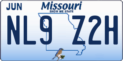 MO license plate NL9Z2H