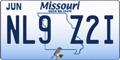 MO license plate NL9Z2I