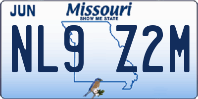 MO license plate NL9Z2M