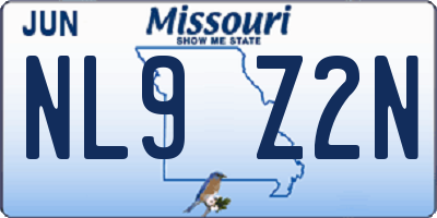 MO license plate NL9Z2N