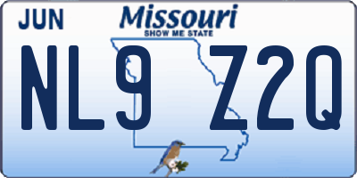 MO license plate NL9Z2Q