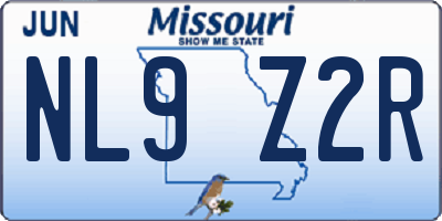 MO license plate NL9Z2R