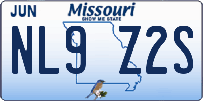 MO license plate NL9Z2S