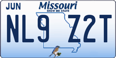 MO license plate NL9Z2T