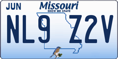 MO license plate NL9Z2V