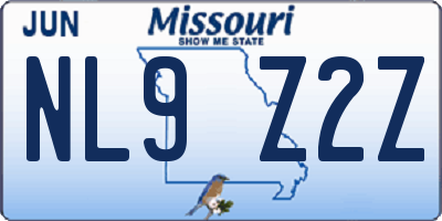 MO license plate NL9Z2Z