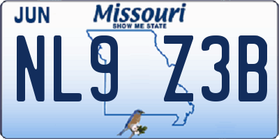 MO license plate NL9Z3B
