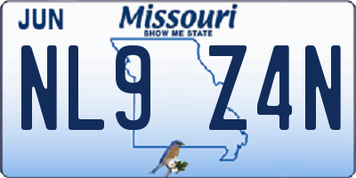 MO license plate NL9Z4N