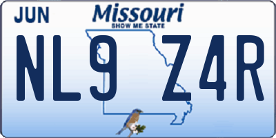 MO license plate NL9Z4R