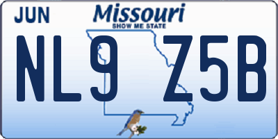 MO license plate NL9Z5B