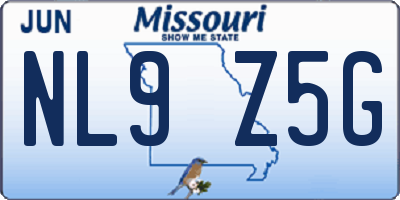 MO license plate NL9Z5G