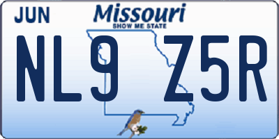 MO license plate NL9Z5R