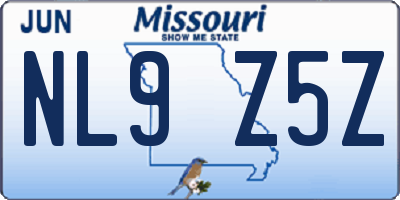 MO license plate NL9Z5Z