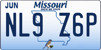 MO license plate NL9Z6P