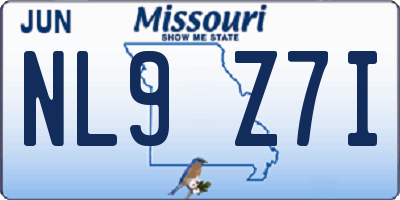 MO license plate NL9Z7I