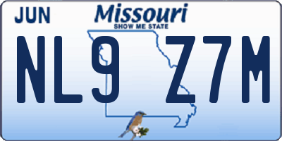 MO license plate NL9Z7M