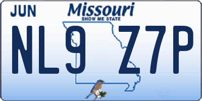 MO license plate NL9Z7P