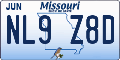 MO license plate NL9Z8D