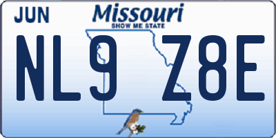 MO license plate NL9Z8E