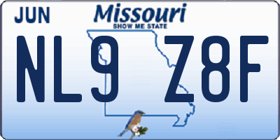 MO license plate NL9Z8F