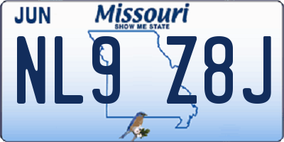 MO license plate NL9Z8J