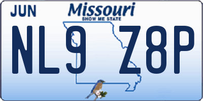 MO license plate NL9Z8P