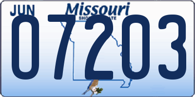 MO license plate O7203