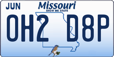 MO license plate OH2D8P