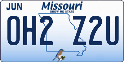 MO license plate OH2Z2U