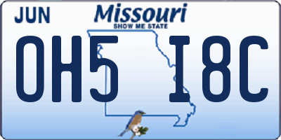 MO license plate OH5I8C