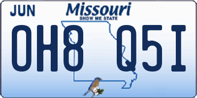 MO license plate OH8Q5I