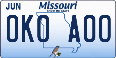 MO license plate OK0A0O