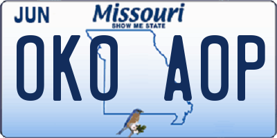 MO license plate OK0A0P
