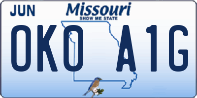 MO license plate OK0A1G